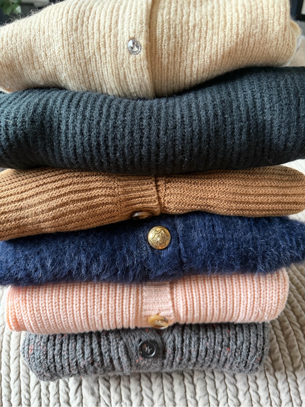 cupcakes & cashmere Men’s Cardigan Stack — Cream, Black, Camel, Navy, Pink, Gray